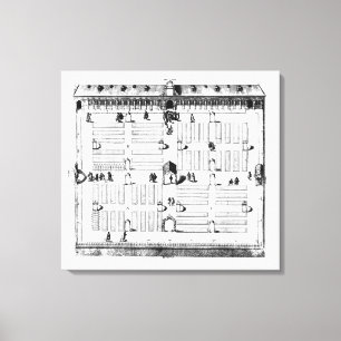 Leiden Botanic Garden (engraving) (b/w photo) Canvas Print