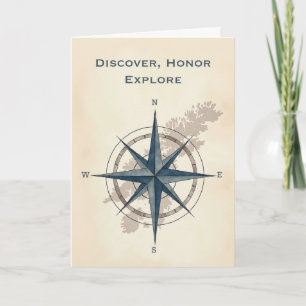 Leif Erikson Day Modern Explorer Compass with Map Card
