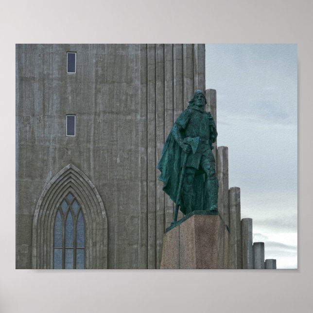 Leif Erikson, Hallgrimskirkja, Reykjavik, Iceland Poster (Front)