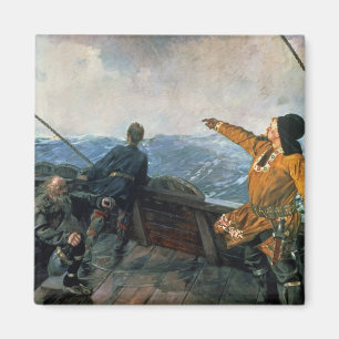 Leif Eriksson  sights land in America, 1893 Magnet