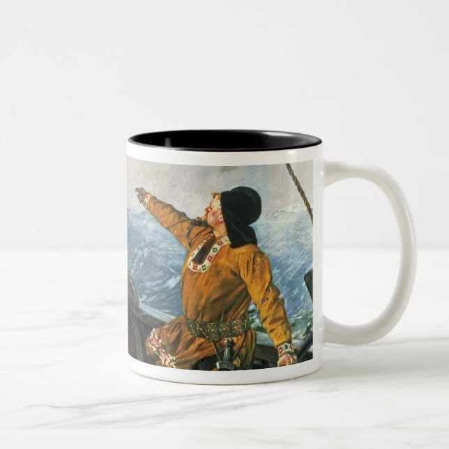 Leif Eriksson  sights land in America, 1893 Two-Tone Coffee Mug (Right)