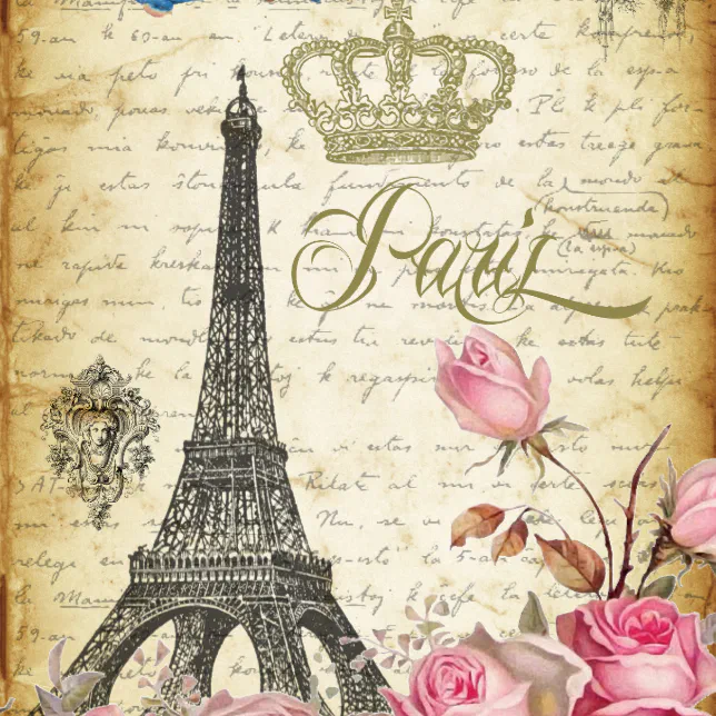 L'Eiffel et les Roses Eiffel Tower Crown Decoupage Tissue Paper | Zazzle