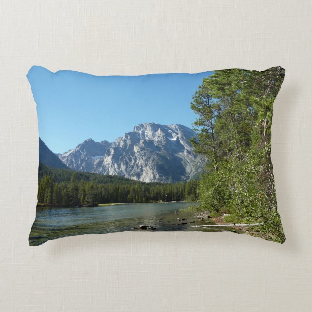 Leigh Lake at Grand Teton National Park Accent Pillow (Front)
