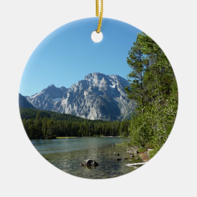 Leigh Lake at Grand Teton National Park Ceramic Ornament (Front)