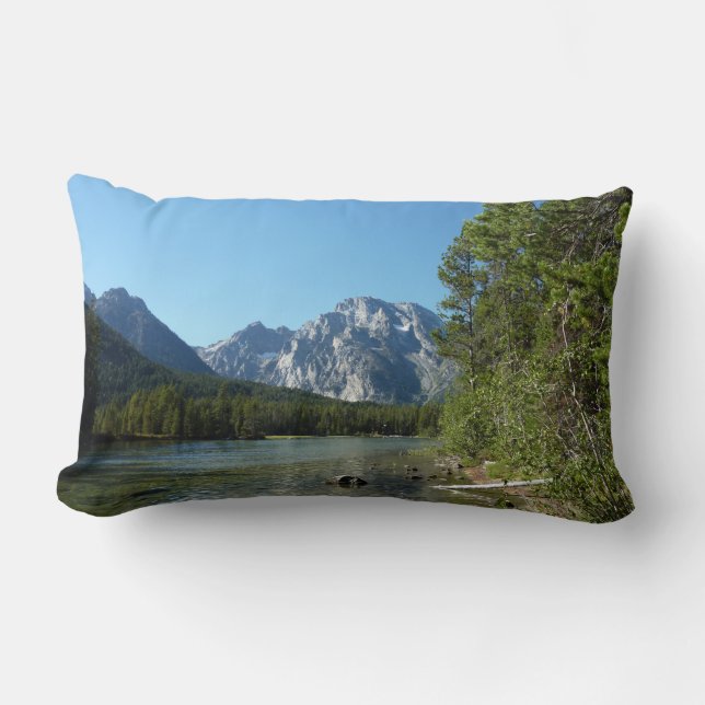 Leigh Lake at Grand Teton National Park Lumbar Pillow (Front)
