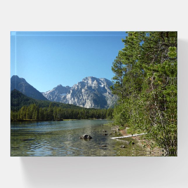 Leigh Lake at Grand Teton National Park Paperweight (Front)