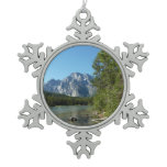 Leigh Lake at Grand Teton National Park Snowflake Pewter Christmas Ornament