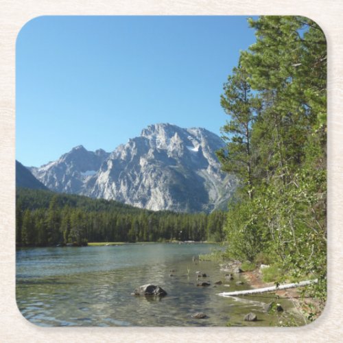 Leigh Lake at Grand Teton National Park Square Paper Coaster