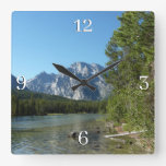 Leigh Lake at Grand Teton National Park Square Wall Clock