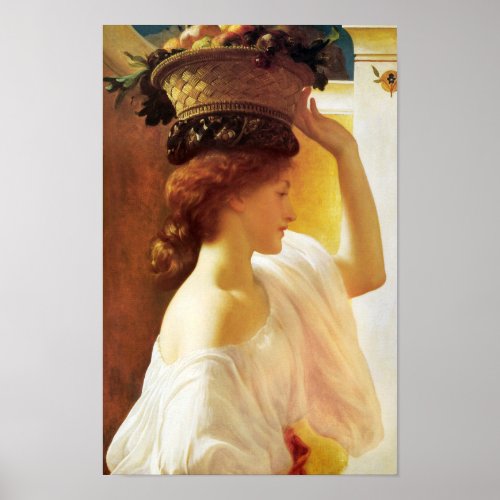 Leighton Girl with a basket fruit CC0673 Cardstock Poster