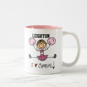 Leighton Pink Cheerleader Two-tone Coffee Mug by stick_figures at Zazzle