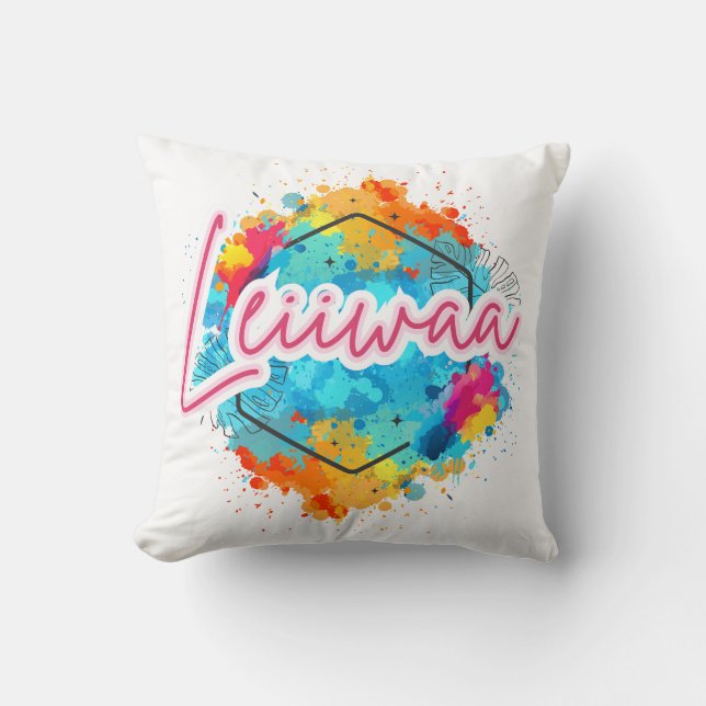LEIIWAA – Island Girl Energy in Every Stitch Throw Pillow (Front)