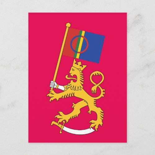 Leijona ja Saamen lippu _postikortti Postcard
