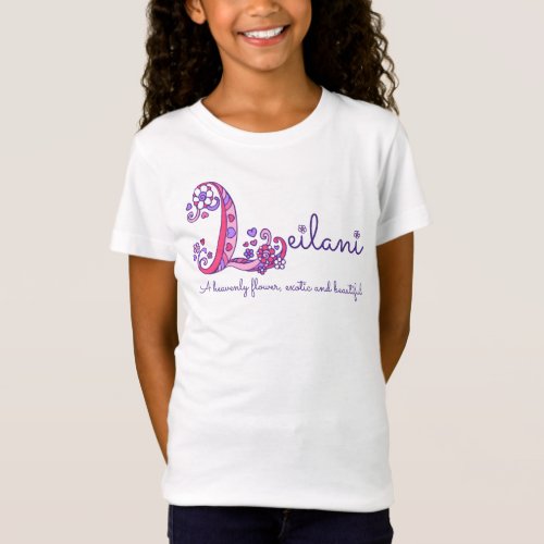 Leilani girls L name meaning monogram kids shirt
