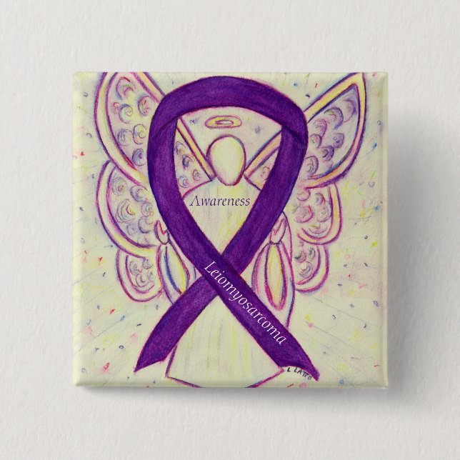 Leiomyosarcoma Purple Awarness Ribbon Angel Pin (Front)