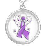 Leiomyosarcoma Ribbon Angel In Memory Silver Plated Necklace