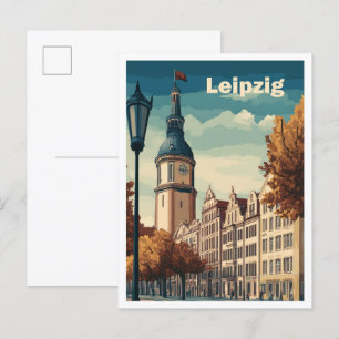 Leipzig Germany Art Vintage Travel Illustration Postcard