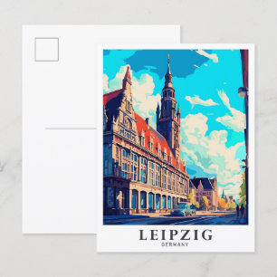 Leipzig Germany Art Vintage Travel Illustration Postcard