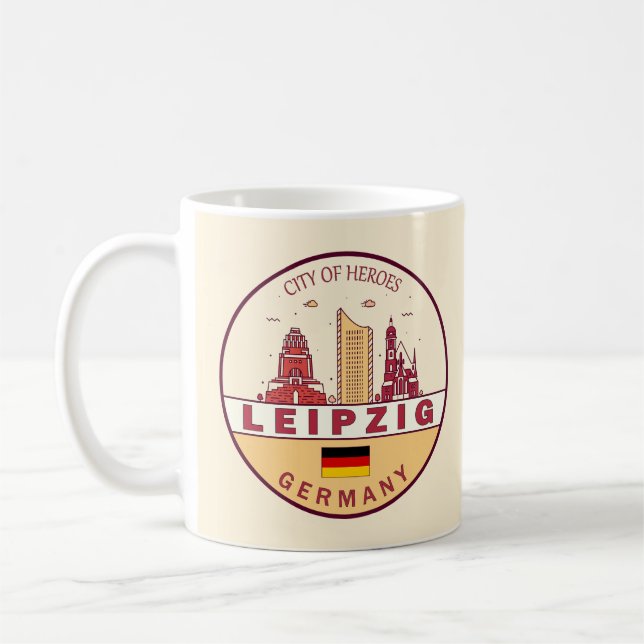 Leipzig Germany City Skyline Emblem Coffee Mug (Left)