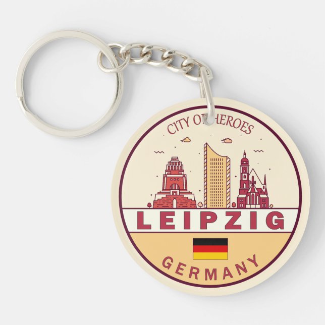 Leipzig Germany City Skyline Emblem Keychain (Front)