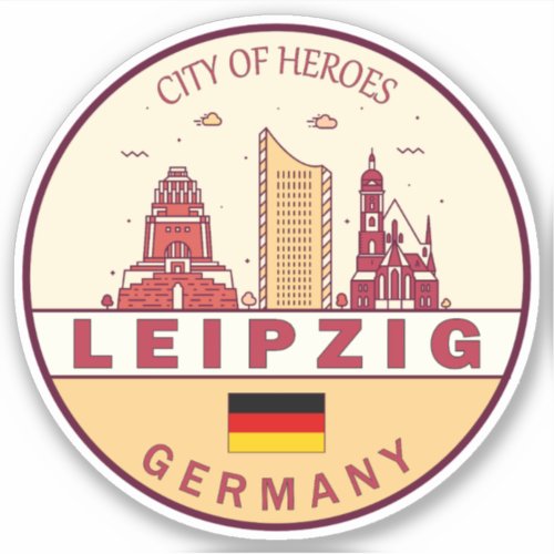 Leipzig Germany City Skyline Emblem Sticker