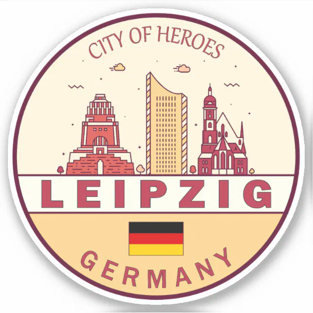 Leipzig Germany City Skyline Emblem Sticker | Zazzle
