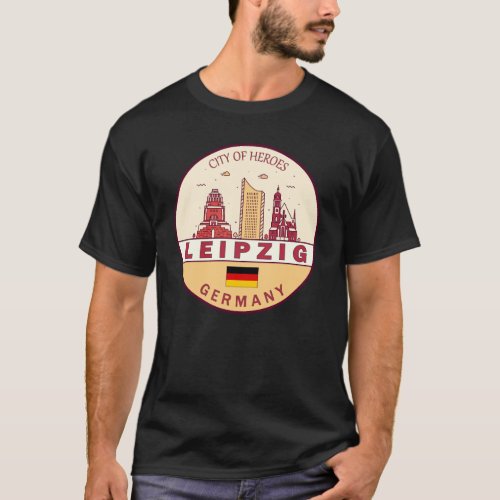 Leipzig Germany City Skyline Emblem T_Shirt