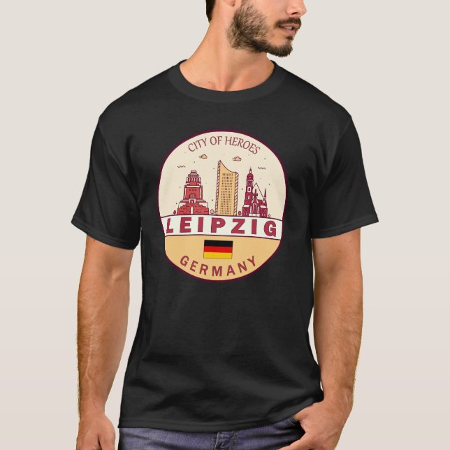 Leipzig Germany City Skyline Emblem T-Shirt (Front)