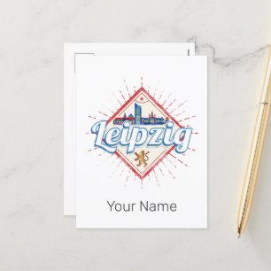 Leipzig Germany Saxony Retro Skyline Vintage Holiday Postcard