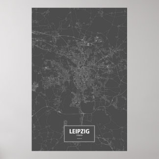 Leipzig, Germany (white on black) Poster