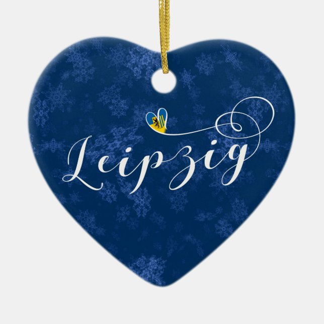 Leipzig Heart, Christmas Tree Ornament, Germany Ceramic Ornament (Front)