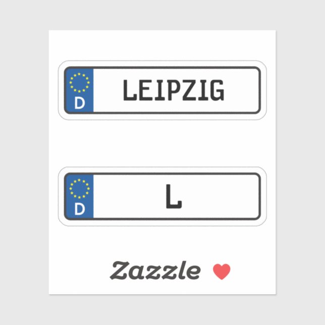 Leipzig kennzeichen, German Car License Plate Sticker (Sheet)