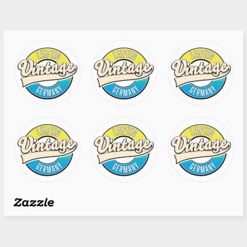 Leipzig vintage style logo classic round sticker