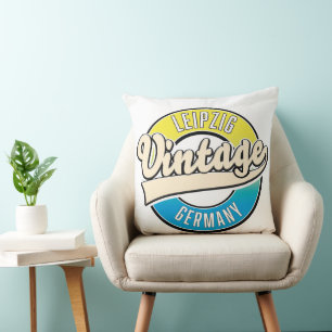Leipzig vintage style logo. throw pillow