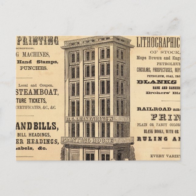 Leisenring's Printing House Postcard (Front)