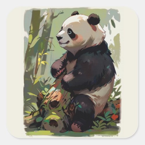 Leisure Bear _ Panda Bear Square Sticker