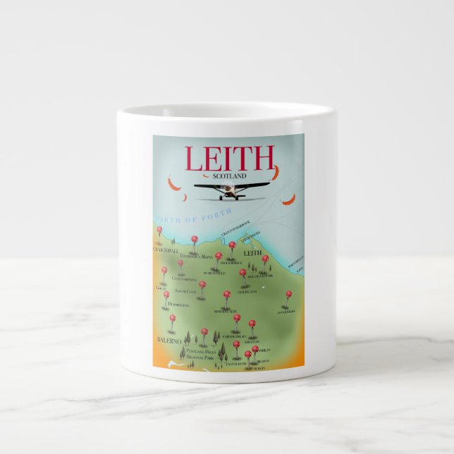 Leith Scotland vintage style map Giant Coffee Mug (Front)