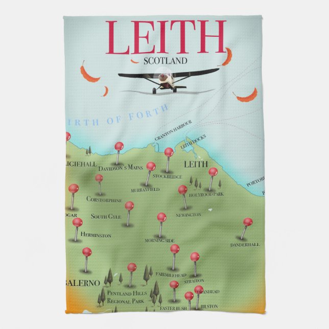 Leith Scotland vintage style map Kitchen Towel (Vertical)