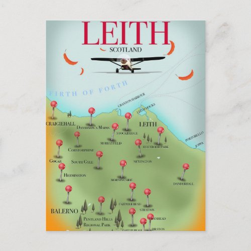 Leith Scotland vintage style map Postcard