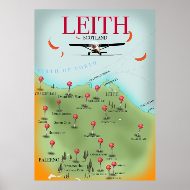 Leith Scotland vintage style map Poster (Front)