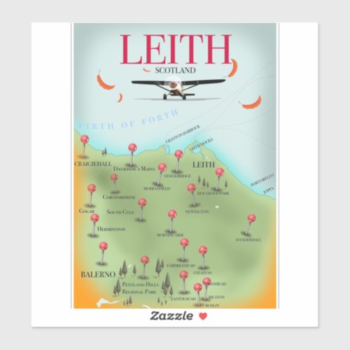 Leith Scotland vintage style map Sticker