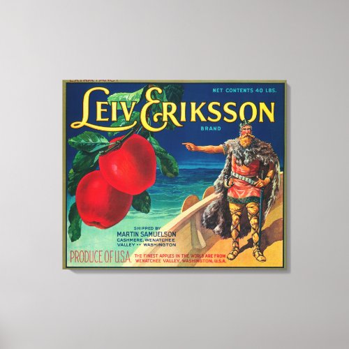 Leiv Eriksson Apple Label _ Cashmere WA Canvas Print