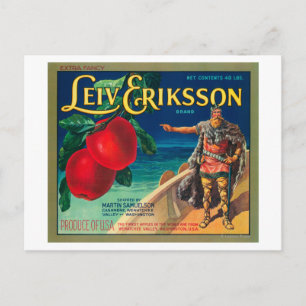 Leiv Eriksson Apple Label - Cashmere, WA Postcard