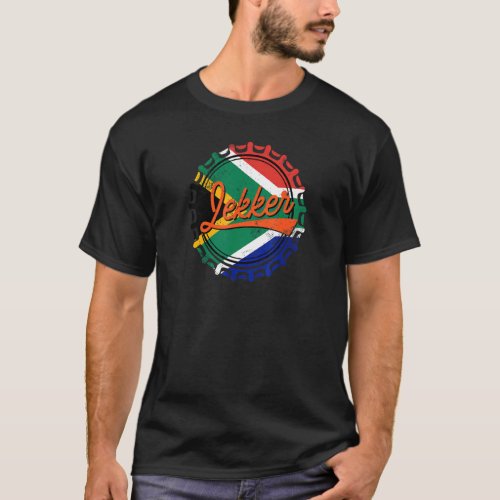 Lekker Bottle Cap Afrikaans South African Flag   T_Shirt