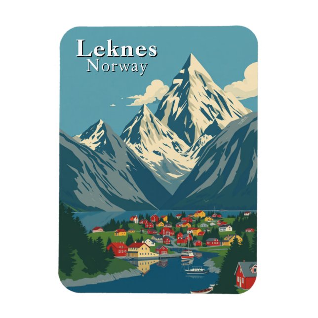 Leknes Norway Mountain Travel Souvenir Magnet (Vertical)