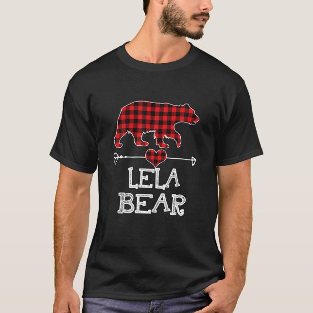 Lela Bear , Red Buffalo Plaid Lela Bear Pajama T-Shirt (Front)