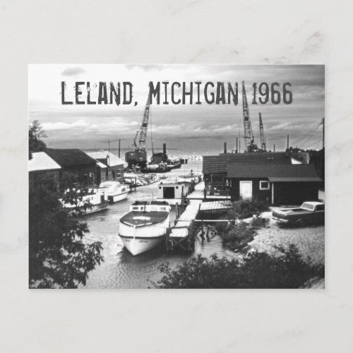 Leland Michigan Retro 1966 Leelanau Harbor Boats Postcard