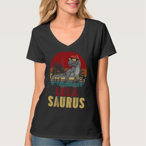 Lelasaurus Rex Dinosaur Lela Saurus Family Womens T_Shirt