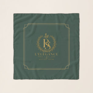 L'Élégance Emerald Green & Gold Monogram Scarf P