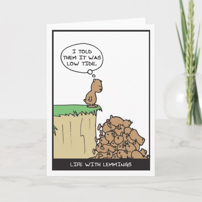 Lemmings at Low Tide - Half Baked Comics Letterpress Thank You Card (Front)